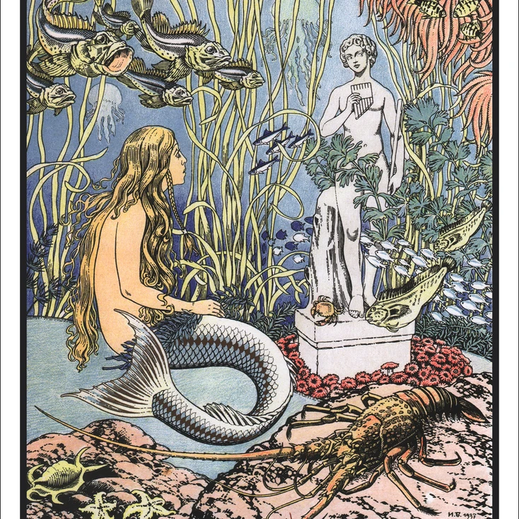 Illustration représentant La petite sirène, Ivan Bilibine, 1937.